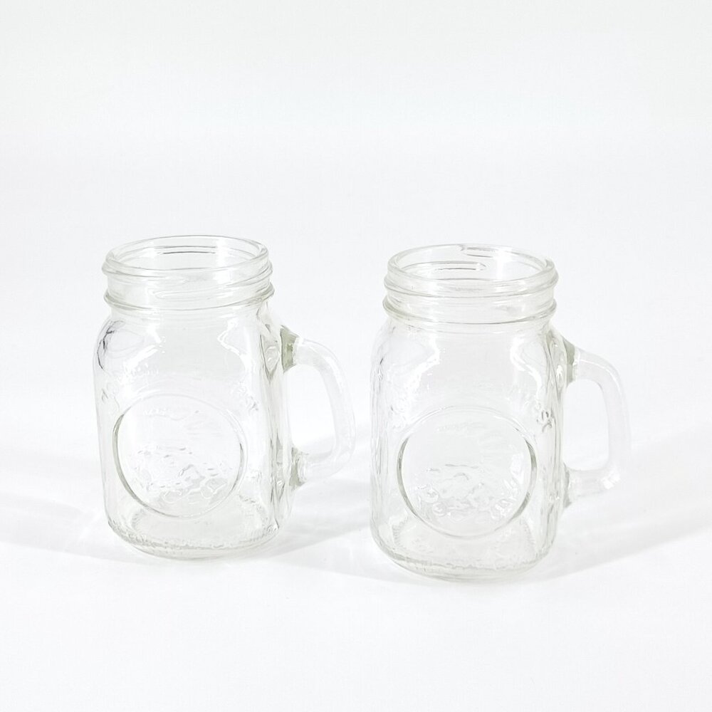 Golden Harvest Shot Drink Glass Jars Handle 2 oz Mini No Lids Set of 2 Kitchen - Picture 2 of 9